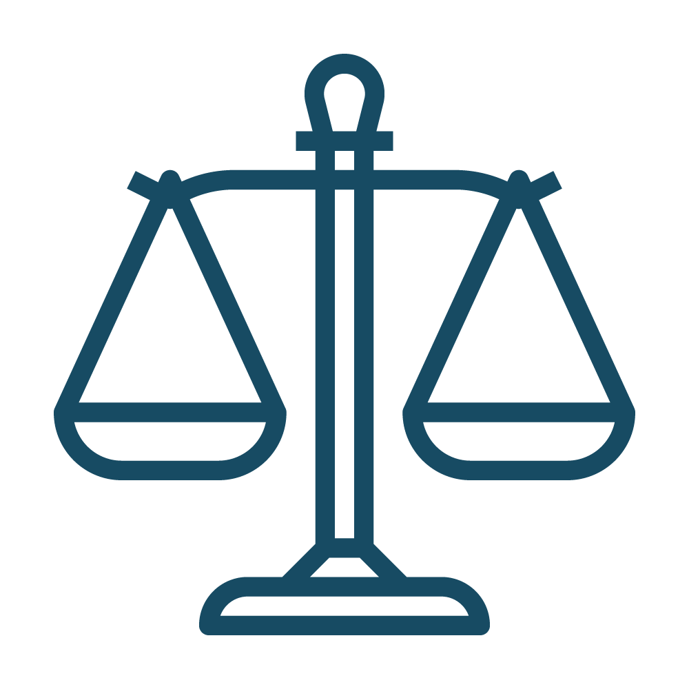Icon of balanced scales of justice