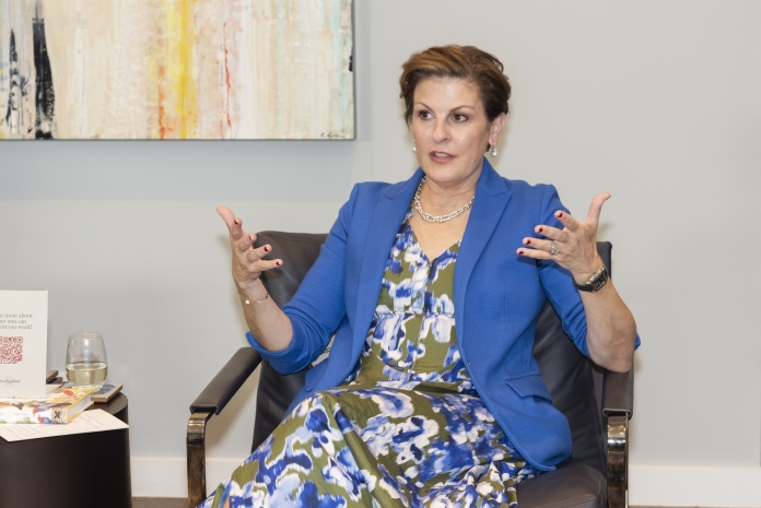 A photo of a person talking