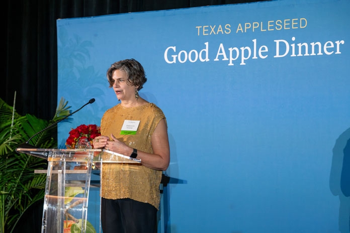 Deborah Fowler speaking at the Good Apple Dinner