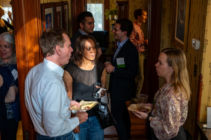 People talking at Austin Birthday Party