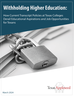 Cover of report, "Withholding Higher Education"